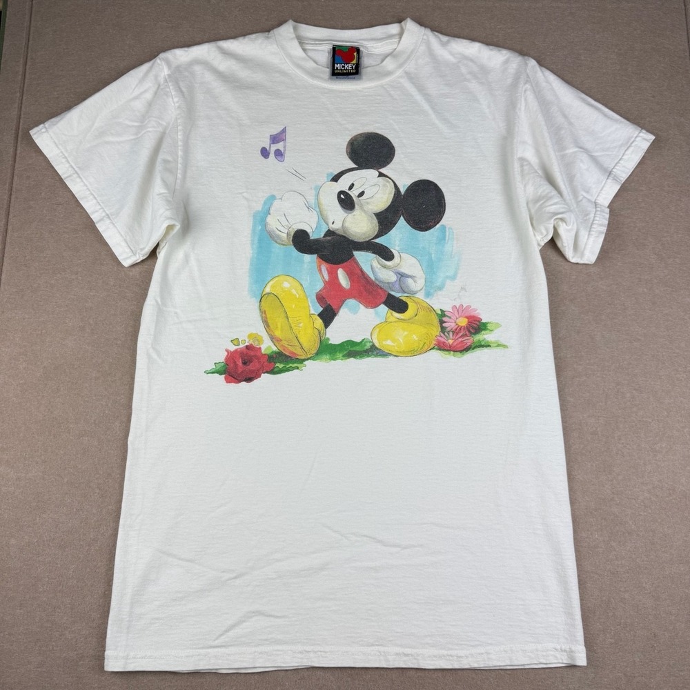 Vintage Mickey Mouse‎ Shirt Mens Large White Disney Graphic Cartoon Tee 90s